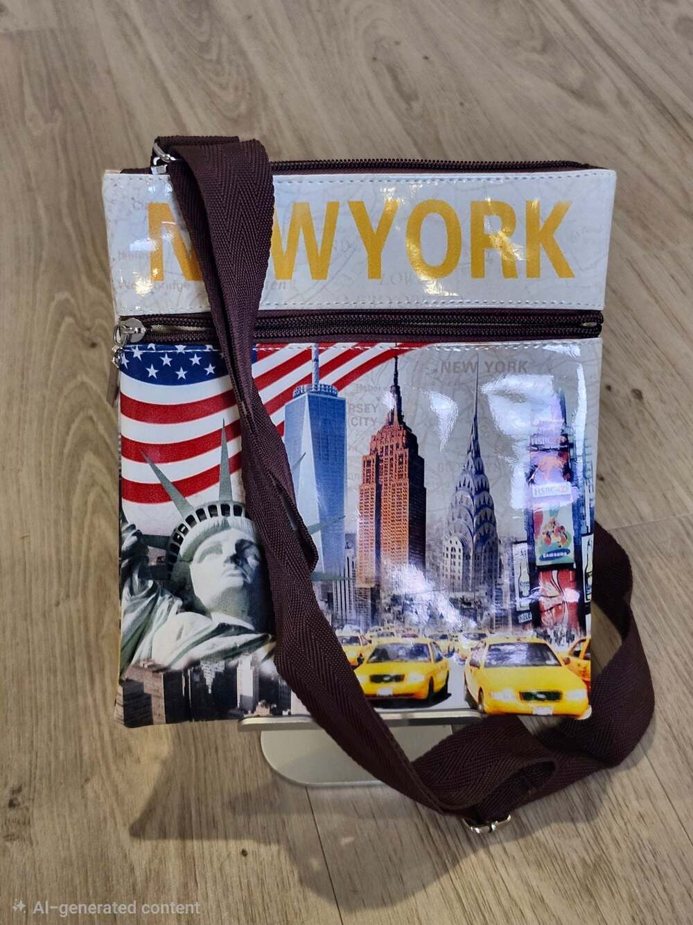 New York City Landmarks Statue of Liberty USA Flag Theme Crossbody Bag